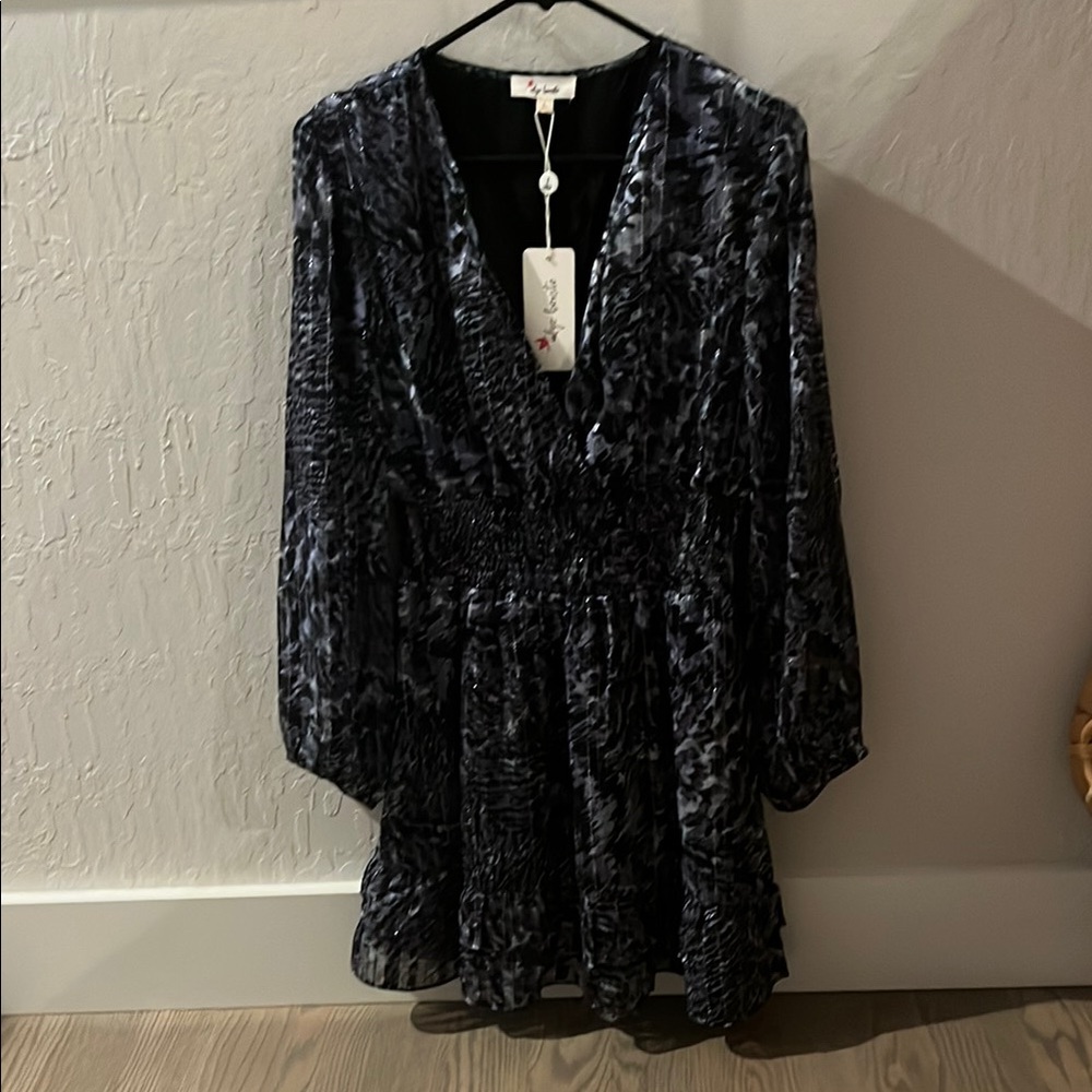 Navy Black and Silver Women's Dress